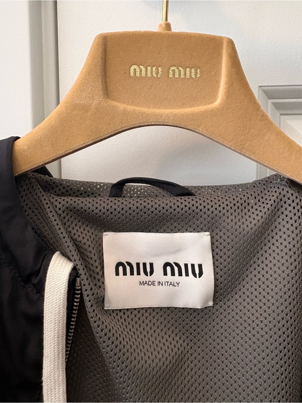 Miu Miu Black and Light Gray Colorblock Windbreaker - Picture 3 of 6